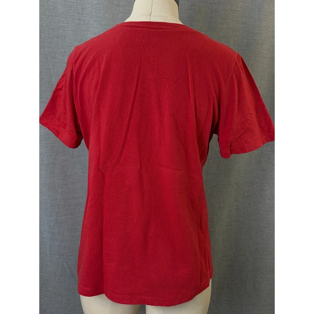 Vermont Country Store Red Floral Embroidered Cotton Square Neck Top M Boho - Picture 7 of 8